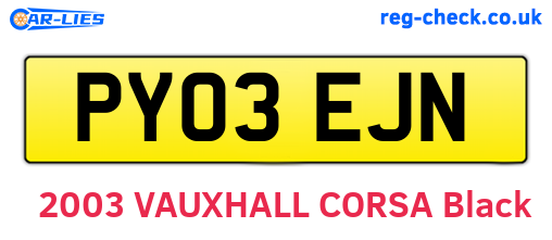 PY03EJN are the vehicle registration plates.