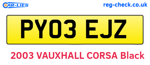 PY03EJZ are the vehicle registration plates.