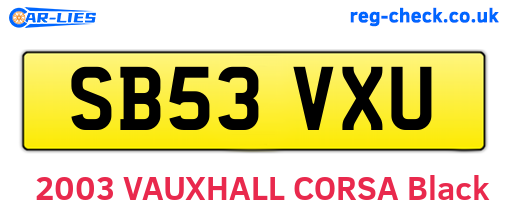SB53VXU are the vehicle registration plates.