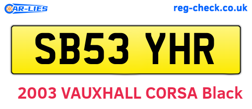 SB53YHR are the vehicle registration plates.