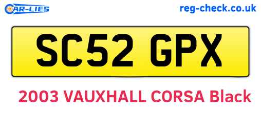 SC52GPX are the vehicle registration plates.
