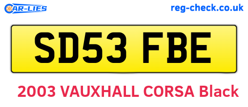 SD53FBE are the vehicle registration plates.