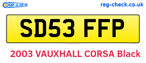 SD53FFP are the vehicle registration plates.