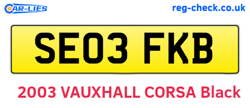SE03FKB are the vehicle registration plates.