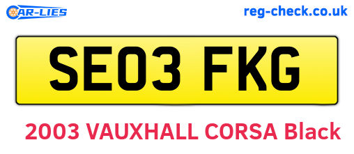 SE03FKG are the vehicle registration plates.