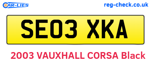 SE03XKA are the vehicle registration plates.