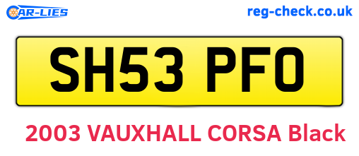 SH53PFO are the vehicle registration plates.