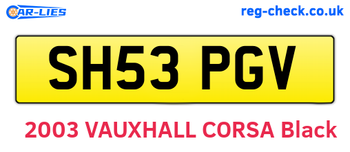 SH53PGV are the vehicle registration plates.