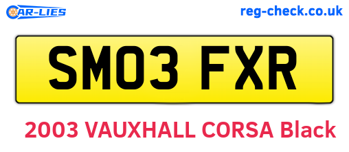 SM03FXR are the vehicle registration plates.