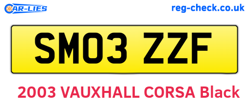 SM03ZZF are the vehicle registration plates.
