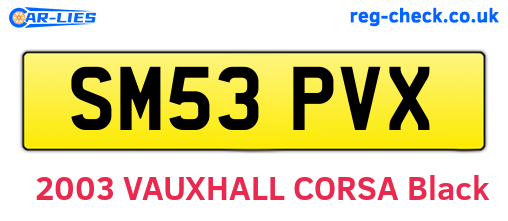 SM53PVX are the vehicle registration plates.