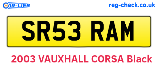 SR53RAM are the vehicle registration plates.
