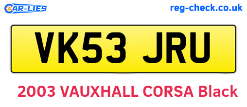 VK53JRU are the vehicle registration plates.