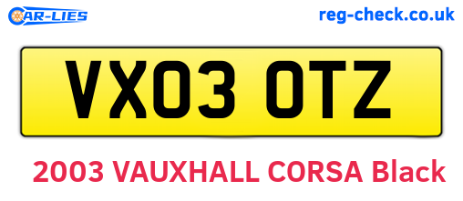 VX03OTZ are the vehicle registration plates.