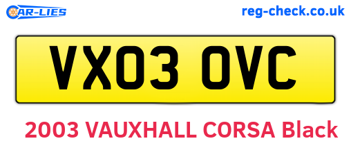 VX03OVC are the vehicle registration plates.