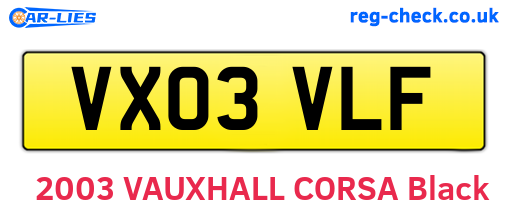 VX03VLF are the vehicle registration plates.