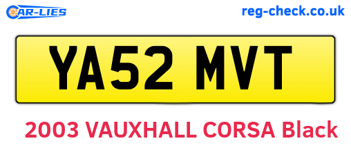 YA52MVT are the vehicle registration plates.