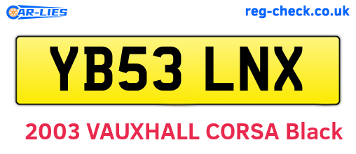 YB53LNX are the vehicle registration plates.