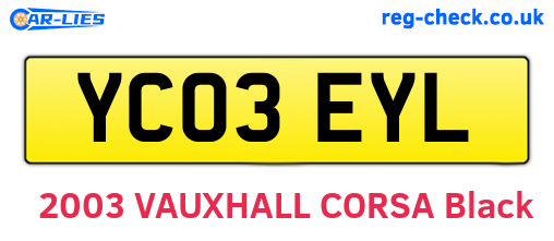 YC03EYL are the vehicle registration plates.