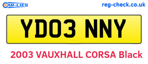 YD03NNY are the vehicle registration plates.