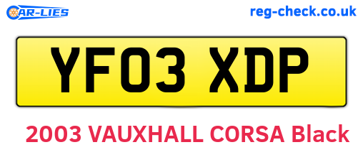 YF03XDP are the vehicle registration plates.