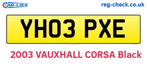 YH03PXE are the vehicle registration plates.