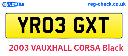 YR03GXT are the vehicle registration plates.