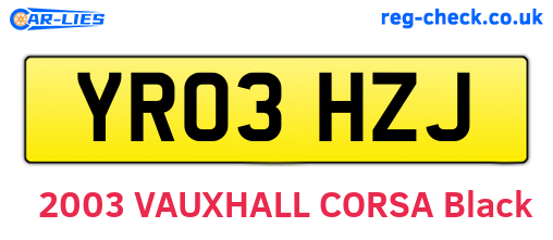 YR03HZJ are the vehicle registration plates.