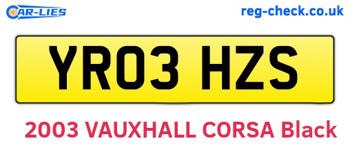YR03HZS are the vehicle registration plates.