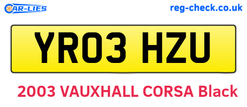 YR03HZU are the vehicle registration plates.