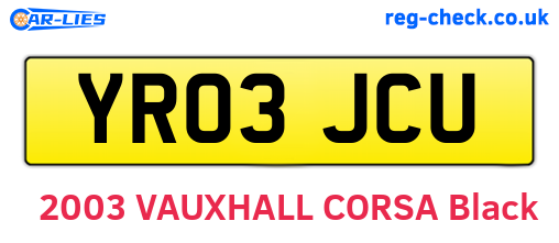 YR03JCU are the vehicle registration plates.