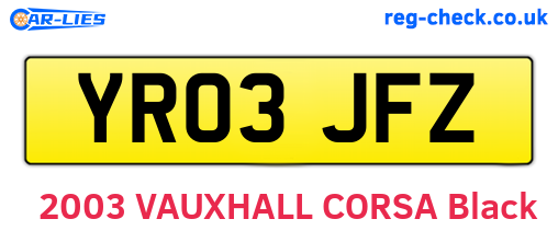 YR03JFZ are the vehicle registration plates.