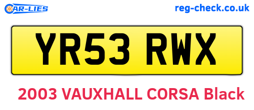 YR53RWX are the vehicle registration plates.