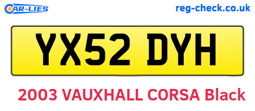 YX52DYH are the vehicle registration plates.