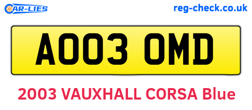 AO03OMD are the vehicle registration plates.