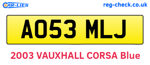 AO53MLJ are the vehicle registration plates.