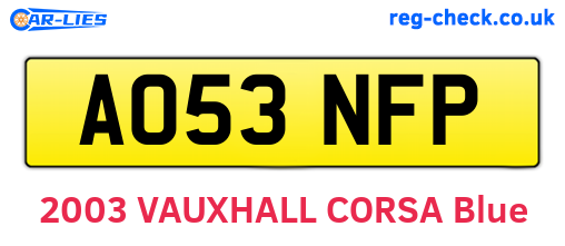 AO53NFP are the vehicle registration plates.