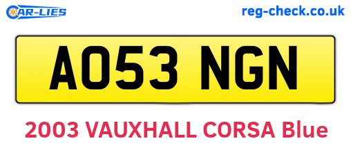 AO53NGN are the vehicle registration plates.