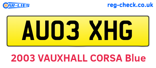 AU03XHG are the vehicle registration plates.