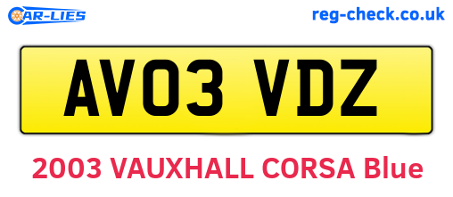 AV03VDZ are the vehicle registration plates.