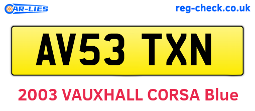 AV53TXN are the vehicle registration plates.