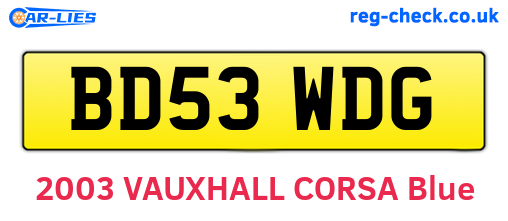 BD53WDG are the vehicle registration plates.