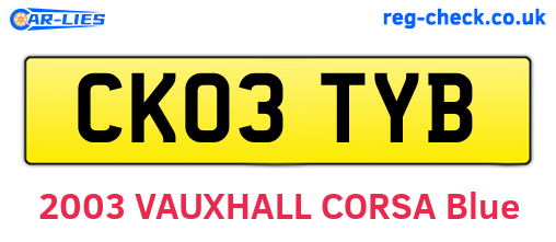 CK03TYB are the vehicle registration plates.