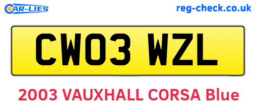 CW03WZL are the vehicle registration plates.