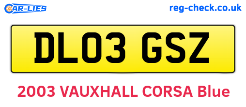 DL03GSZ are the vehicle registration plates.