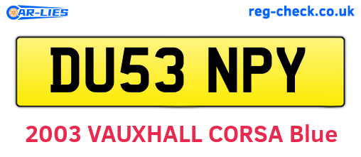 DU53NPY are the vehicle registration plates.