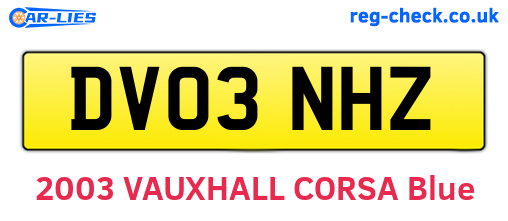 DV03NHZ are the vehicle registration plates.