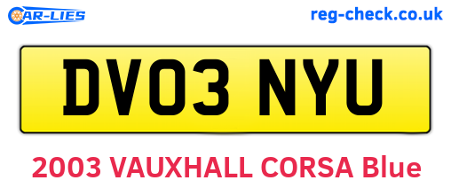 DV03NYU are the vehicle registration plates.