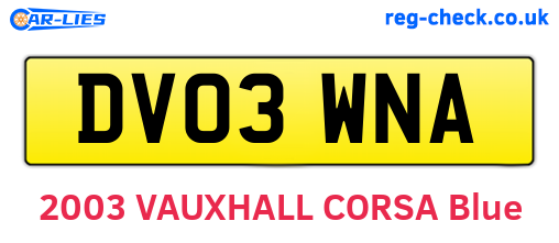 DV03WNA are the vehicle registration plates.