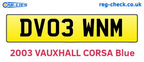 DV03WNM are the vehicle registration plates.